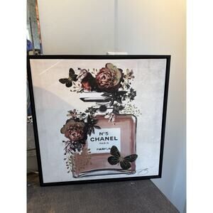 Chanel Perfume Floral Fashion Wall Art 14”x14” Canvas
